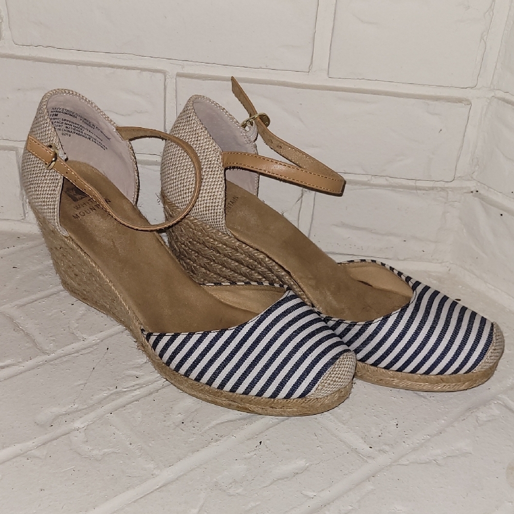 Striped Espadrille Wedge Sandals